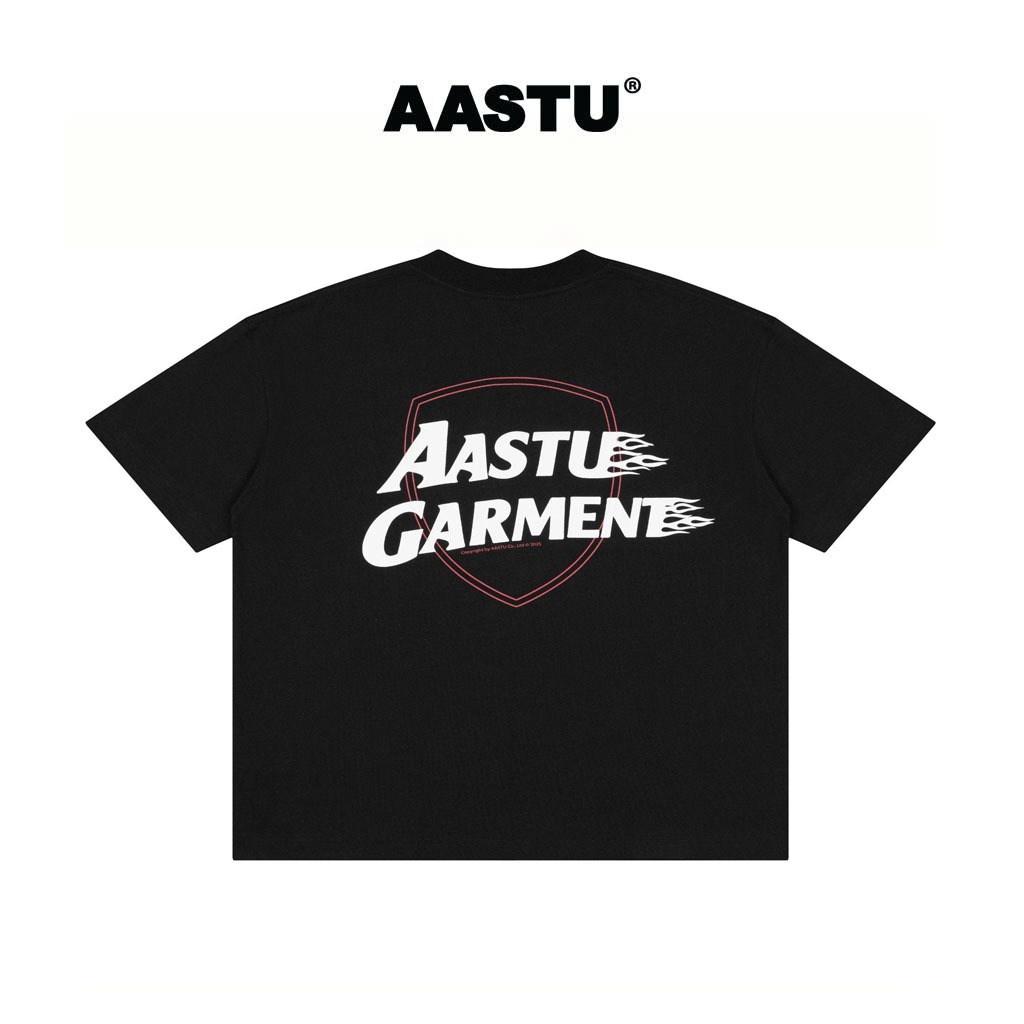 Aa stu - Áo thun aastu Garment Logo Form Boxy Local Brand Unisex Vải Cotton 100% / Black