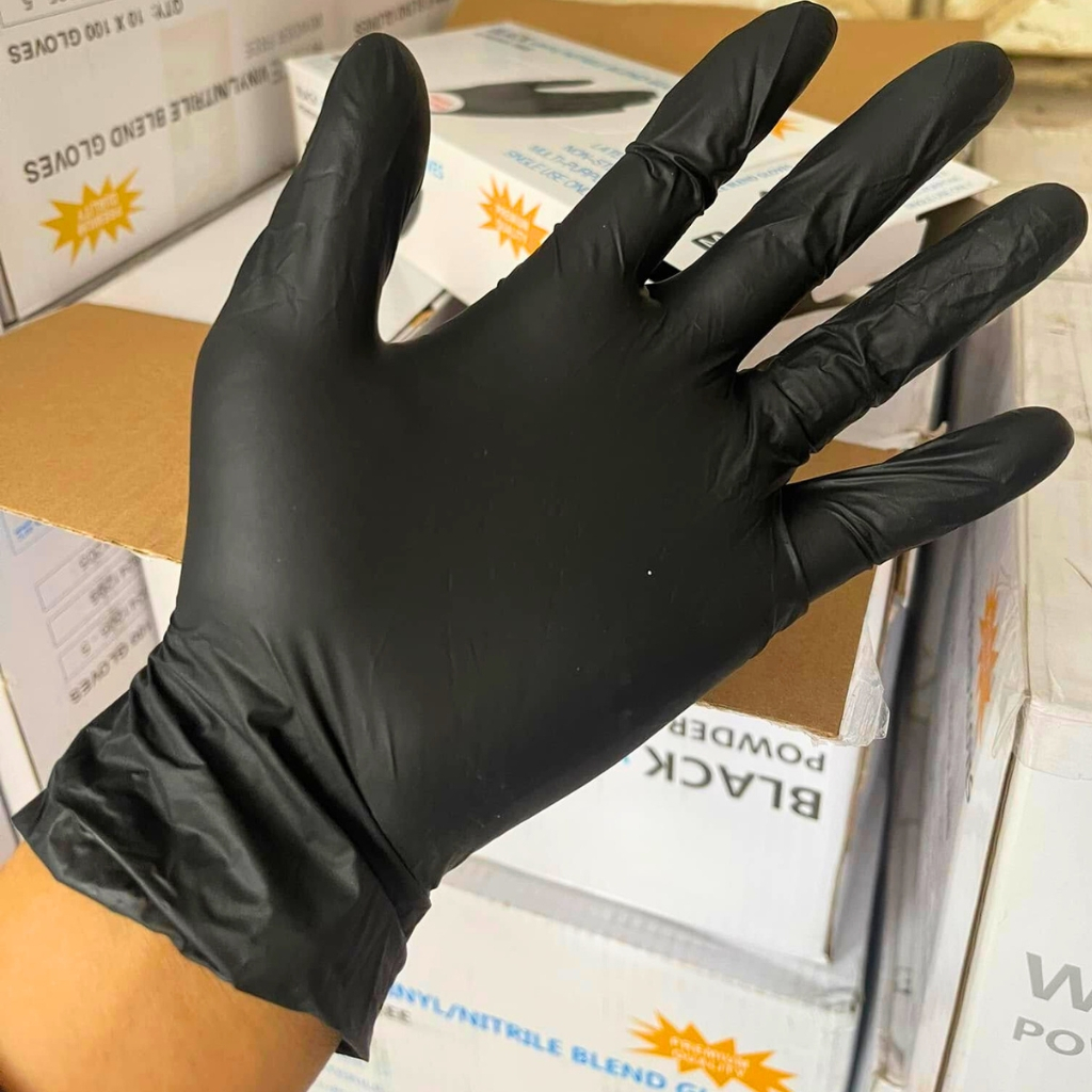 Găng tay không bột đen dùng trong thẩm mỹ viện, y tế