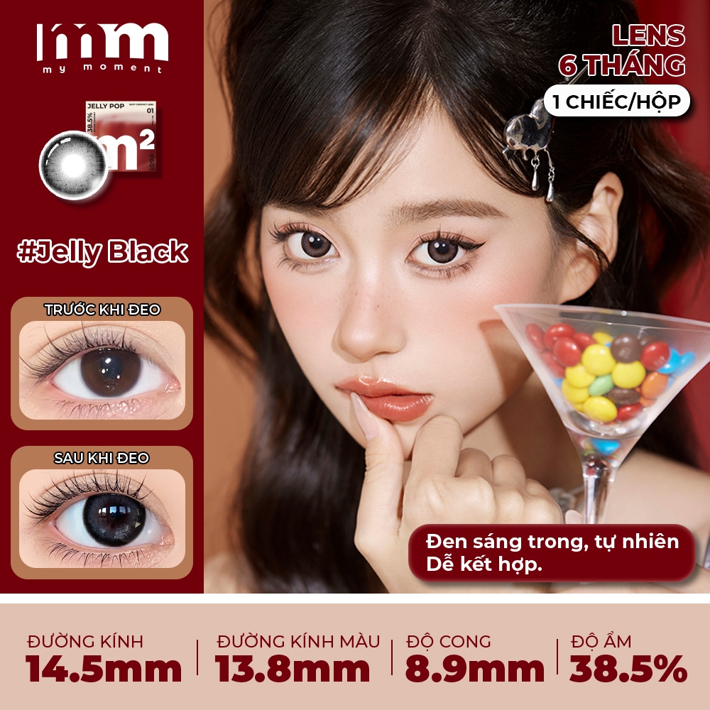 [1CHIẾC] 【MM Jelly Pop kính áp tròng màu loại 6 tháng】xám,đen,nâu,xanh dương, xanh lá,DIA14.2-14.5mm