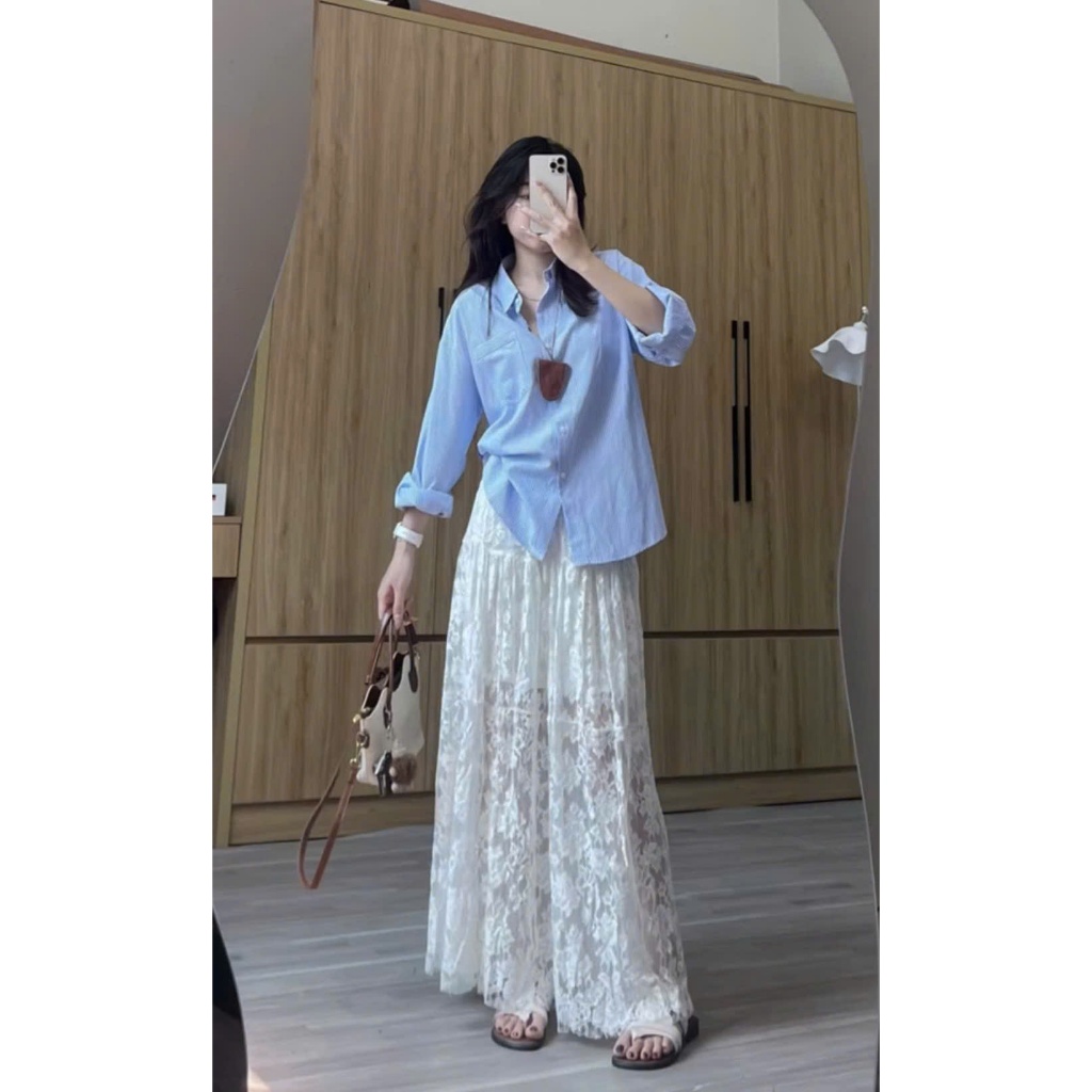 CHÂN VÁY REN HOA ĐUÔI CÁ DÁNG DÀI TRONG SUỐT CHÂN VÁY REN ĐI BIỂN | BigBuy360 - bigbuy360.vn