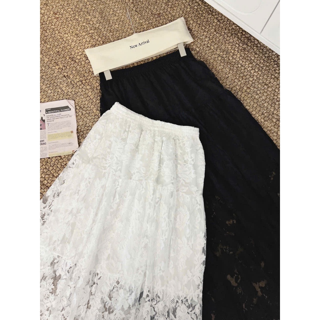 CHÂN VÁY REN HOA ĐUÔI CÁ DÁNG DÀI TRONG SUỐT CHÂN VÁY REN ĐI BIỂN | BigBuy360 - bigbuy360.vn