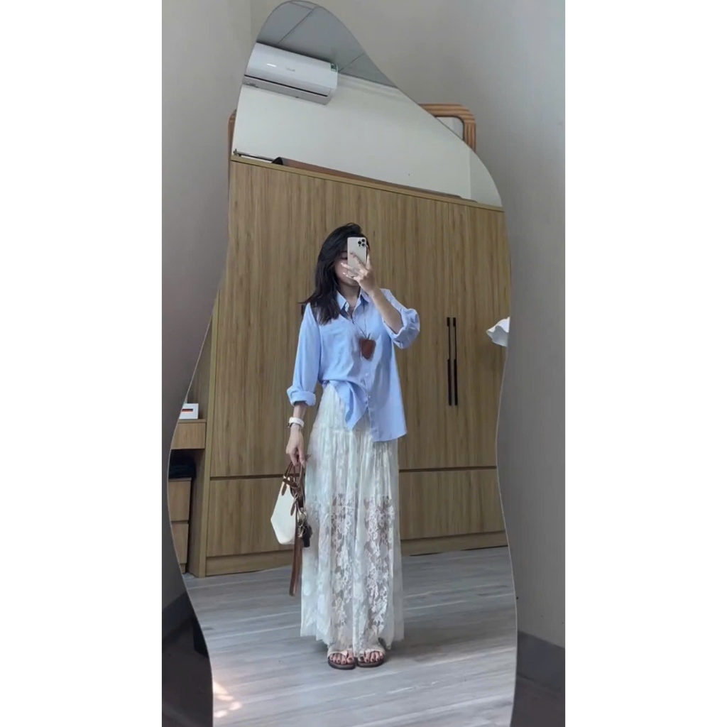 CHÂN VÁY REN HOA ĐUÔI CÁ DÁNG DÀI TRONG SUỐT CHÂN VÁY REN ĐI BIỂN | BigBuy360 - bigbuy360.vn