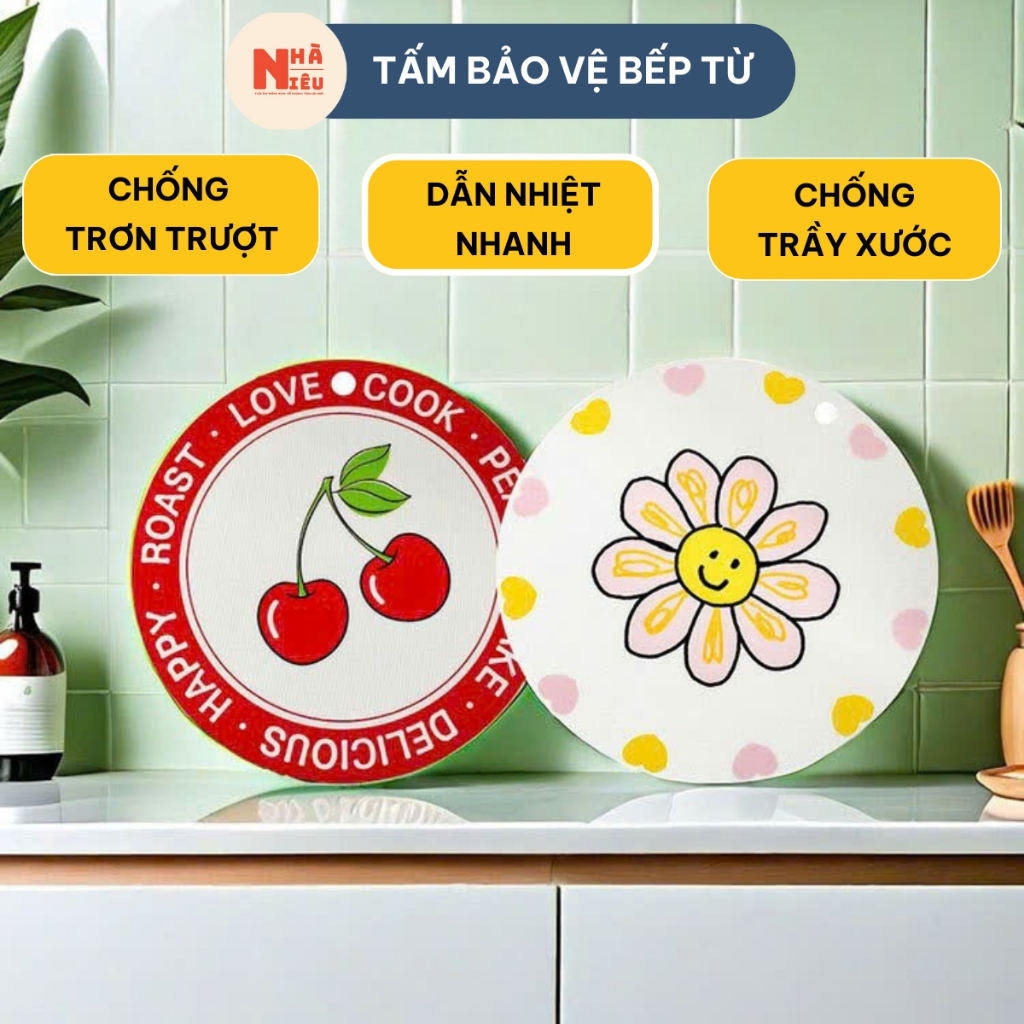 Lót Bếp Từ Nhà Niêu Miếng Lót Silicon Chống Xước Bắt Nhiệt Trang Trí Decor Bếp