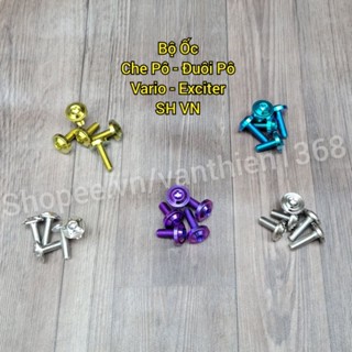 Bộ 5 Ốc Che Pô Đuôi Pô VARIO 125/150/160 2018->2025 SH 2017->2019 Titan Inox