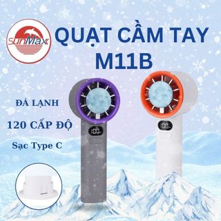 Quạt Cầm Tay Mini M11B Nâng Cấp - Công Nghệ Bán Dẫn Đá Lạnh, 120 Cấp Gió, Màn Hình Led- Type C