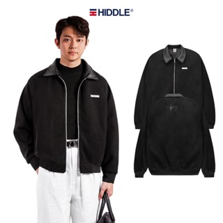 Áo khoác dạ nam phối da chính hãng HIDDLE cao cấp 2 lớp, cổ bẻ, có túi trong | H11-AK3