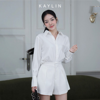 Set KAYLIN áo sơ mi trơn phối quần short ngắn chất vải kate phong cách cá tính - N2437