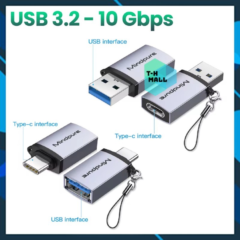 USB 3.2 / 3.0 Đầu chuyển đổi adapter USB otg Type A sang USB Type C tốc độ cao Sạc Và truyền dữ liệu Laptop Điện thoại