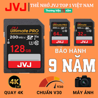 Thẻ Nhớ SD 128Gb 64Gb 32Gb JVJ Ultimate Pro Chuẩn V30 U3 Class 10- Thẻ nhớ Máy Ảnh, Máy Quay 4K Full HD- BH 9 Năm 1 Đổi