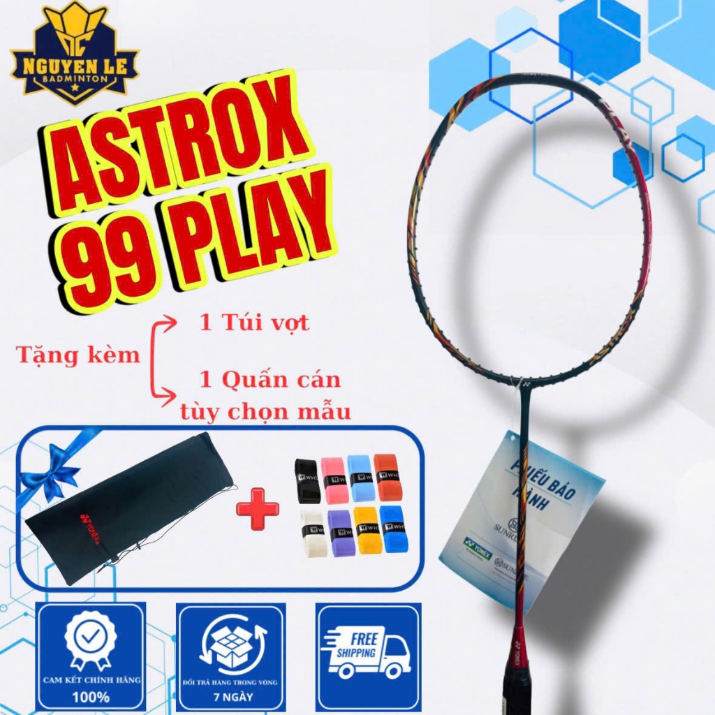 Vợt cầu lông Yonex Astrox 99 Play - Trắng, Đỏ, Gen 3 chính hãng ( Khung Không Lưới)