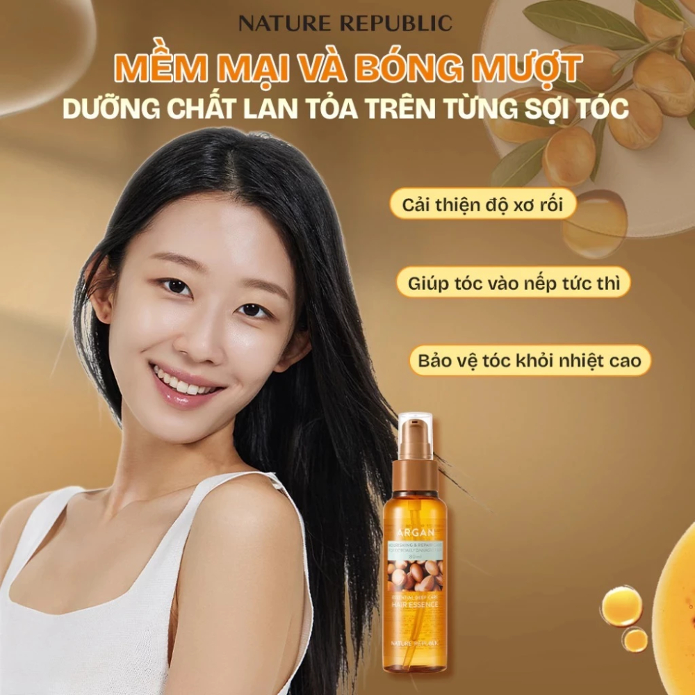 Tinh chất phục hồi tóc Nature Republic Argan Essential Deep Care Hair Essence 80ml