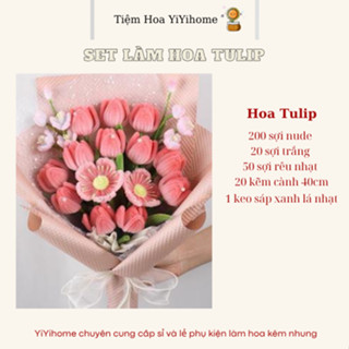 Set Nguyên Liệu Làm Hoa Handmade Kẽm Nhung Loại 1 ( Không Gồm Giấy Gói Hoa ) Diy YiYihome