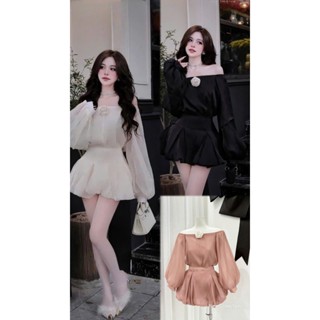 [165] Set tơ hai món tay bồng đính hoa trà hai lớp điệu đà sang chảnh đi tiệc đi chơi đi hẹn hò ba màu hàng thiết kế