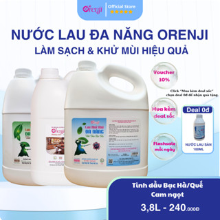 Nước lau bếp, tủ lạnh, bàn ăn, lau kính, xịt phòng đa năng Orenji tinh dầu cam / quế / bạc hà 3,8l