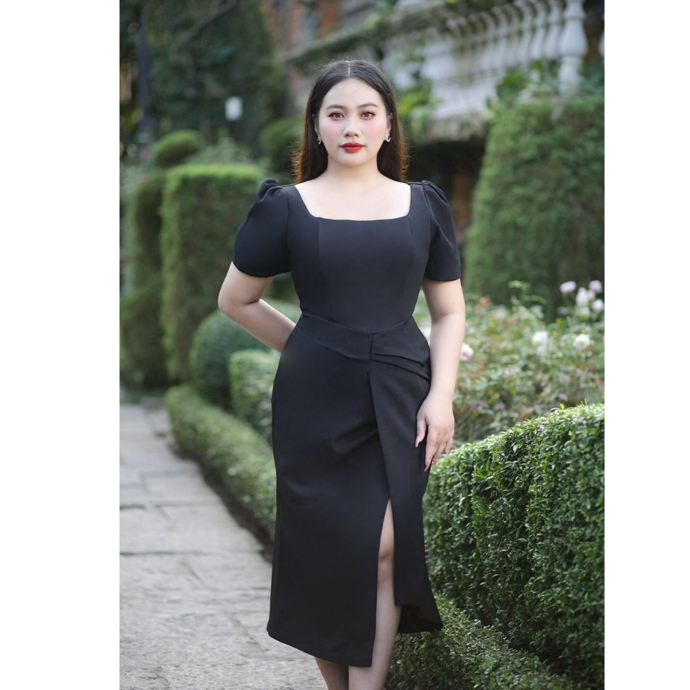 Đầm phối eo xẻ đùi LUCY bigsize 50-90kg