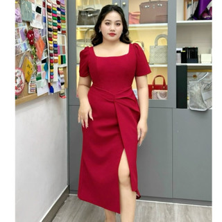 Đầm phối eo xẻ đùi LUCY bigsize 50-90kg