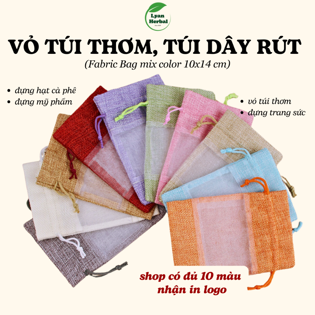 Túi vải dây rút có mặt lưới làm túi thơm, đựng hạt cà phê, đựng trang sức, túi vải nhỏ nhiều màu