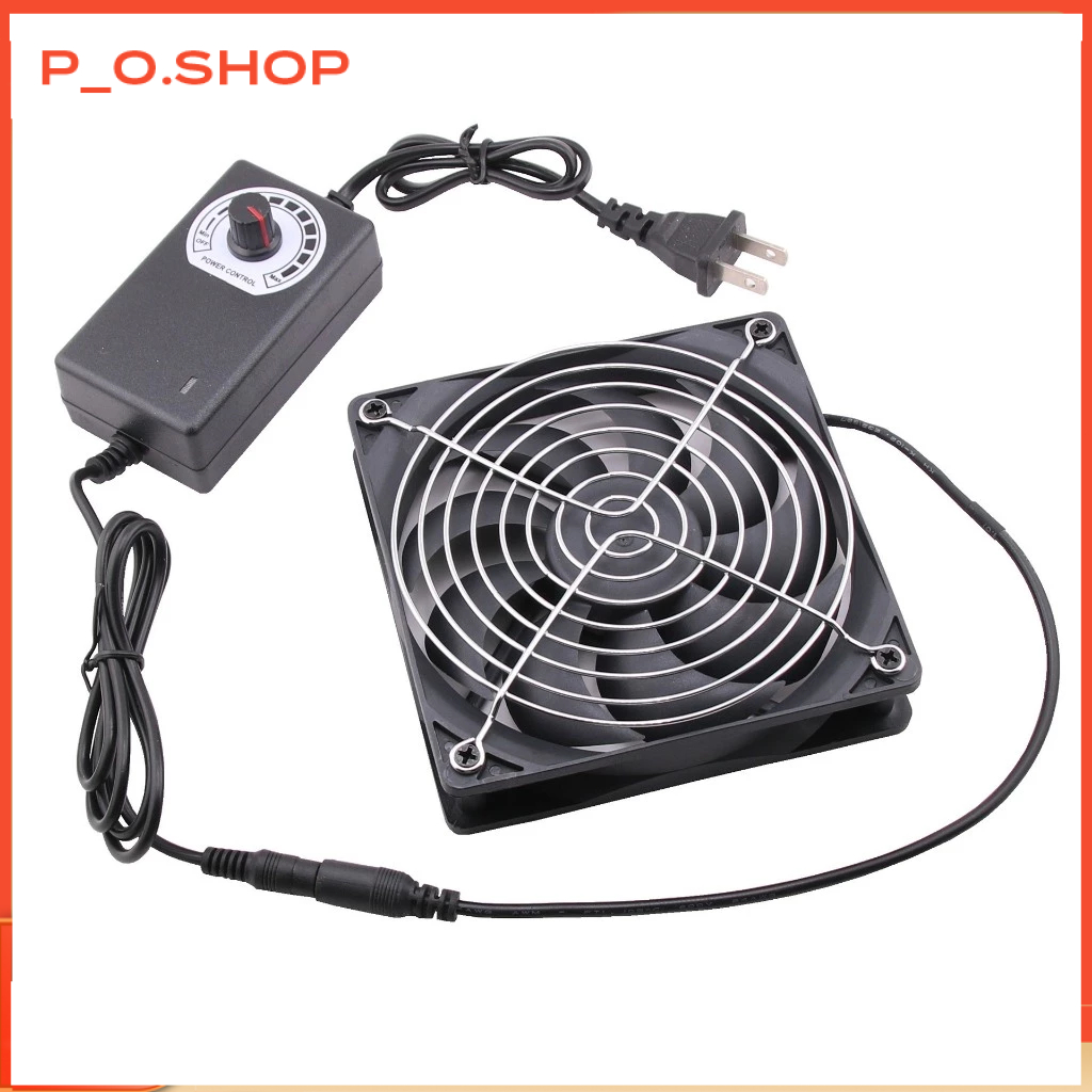 【🔥Rẻ】Quạt Tản Nhiệt Chó Mèo, Quạt Làm Mát Gắn Chuồng-Quạt Thông Gió Hình Vuông 12CM Kèm Bộ Điều Tốc 