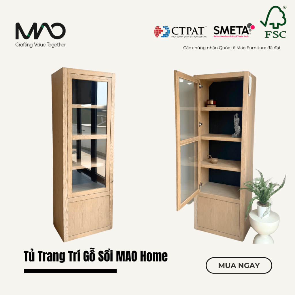 Tủ Trang Trí - Tủ Trưng Bày Gỗ Sồi MAO Home