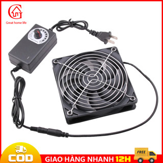 【COD/12H Quạt Tản Nhiệt Chó Mèo, Quạt Làm Mát Gắn Chuồng-Quạt Thông Gió Hình Vuông 12CM Kèm Bộ Điều Tốc 1200RPM