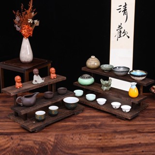 Giá Gỗ Dùng Trưng Bày Ấm Chén Dụng Cụ Pha Trà Trang Trí Không Gian Trà Đạo