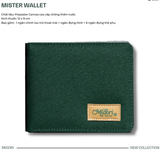 Ví Vải Đứng Nam Nữ Mister Bóp Đựng Tiền Thẻ Nhiều Ngăn Polyester Nhỏ Gọn | MIDORI FOR MAN