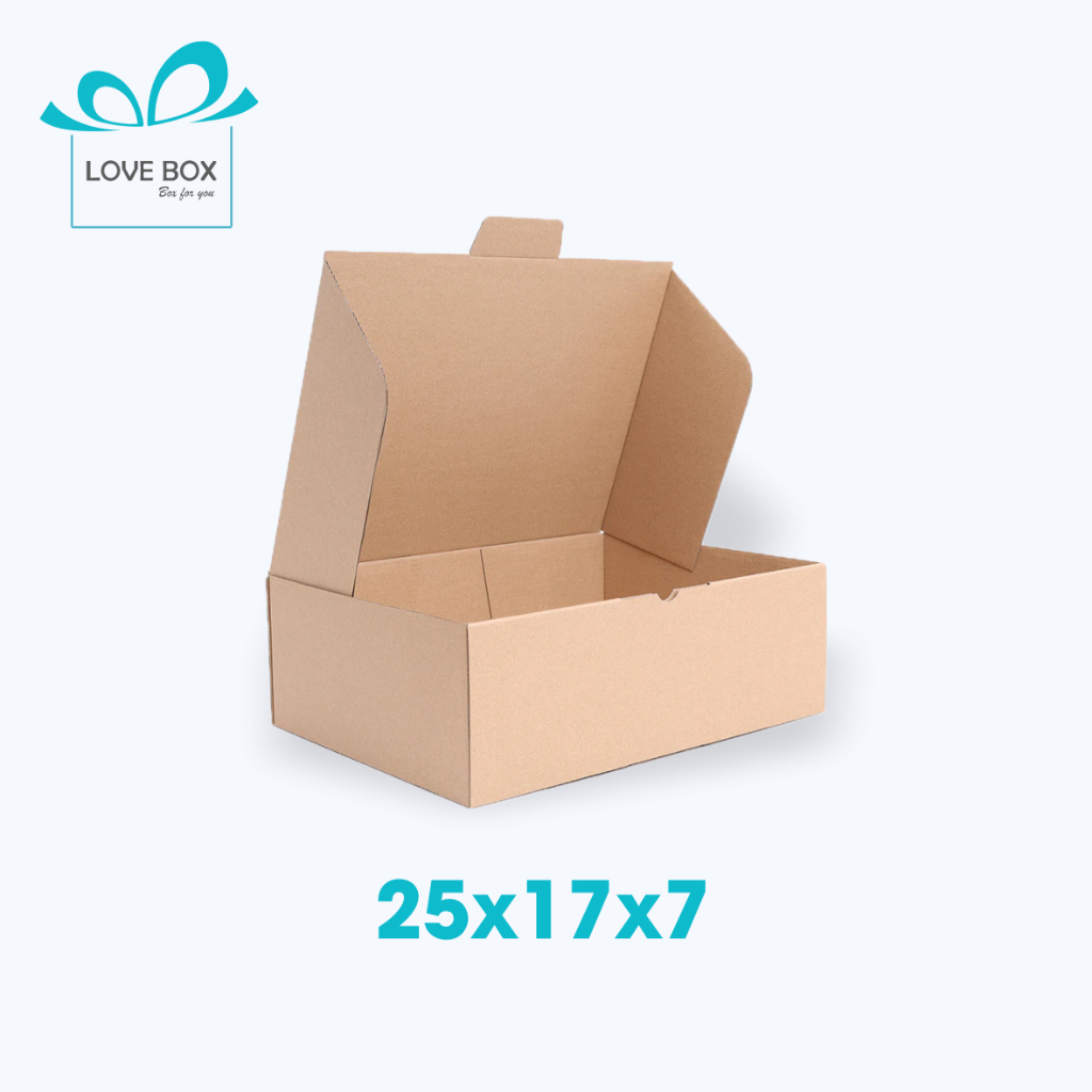 Hộp carton nắp gài trước 25x17x7 cm - 25 hộp carton đóng hàng, hộp gói hàng, hộp quà carton