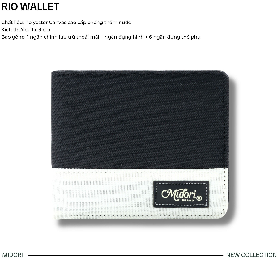 Ví Vải Ngang Nam Nữ RIO Bóp Đựng Tiền Thẻ Nhiều Ngăn Polyester Trượt Nước Nhỏ Gọn | MIDORI FOR MAN