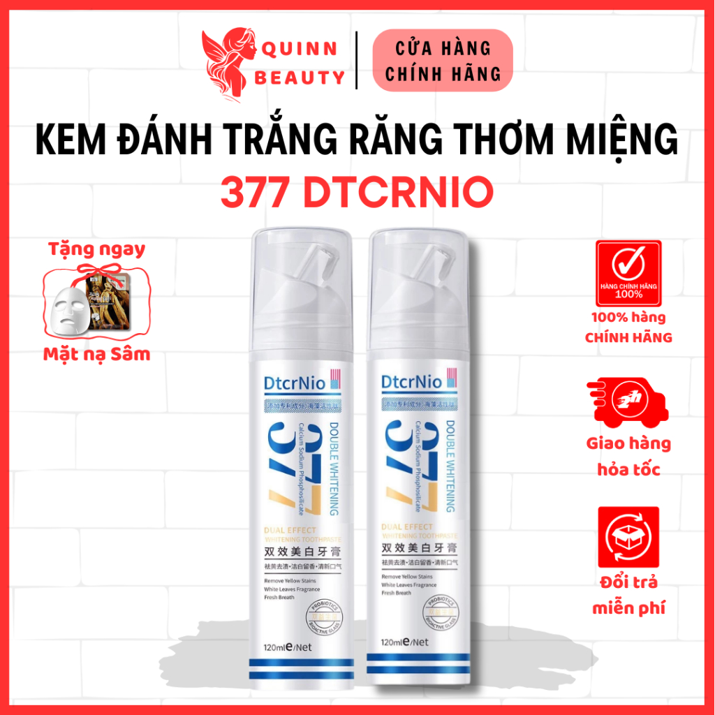 Kem đánh trăng răng 377 DTCRNIO - Bật tone trắng răng sau vài tuần, cho răng trắng sáng, thơm miệng, ngăn ngừa sâu răng