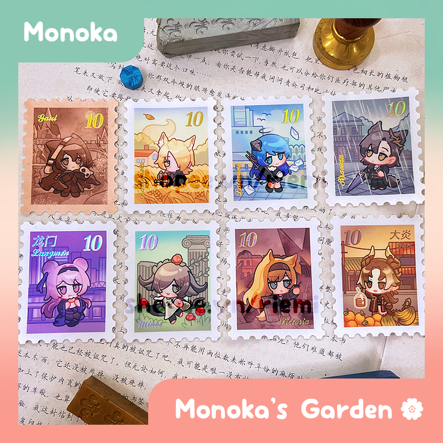 (CHỌN LẺ) Sticker/Hình dán die-cut tem rời dập nhũ ép kim nổi Arknights artist Monoka