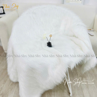Thảm Lông Trang Trí Màu Trắng Hồ Ly Sợi Dài Cao Cấp Size 1mx1m6 - Shy Home Living