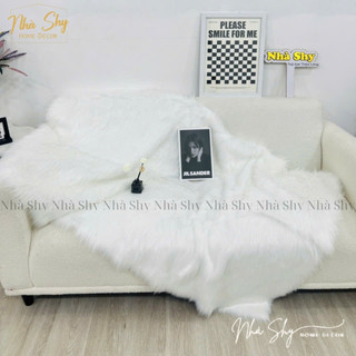 Thảm Lông Trang Trí Màu Trắng Hồ Ly Sợi Dài Cao Cấp Size 1mx1m6 - Shy Home Living