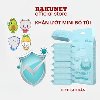  Combo 64 khăn ướt mini bỏ túi Rakunet - Khăn giấy ướt đa năng 
