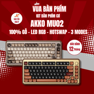 [Hàng Sẵn] Bàn phím cơ không dây Akko Mu02 | mu02 mạch xuôi ,3 mode, case gỗ óc chó, led rgb, hostswap , gasket mount