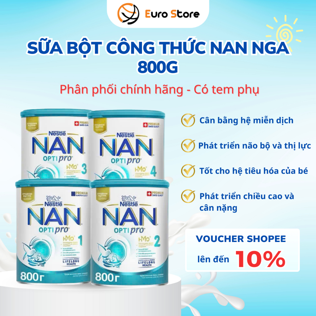[Date 2027] Sữa Công Thức Nan Nga Số 1,2,3,4 – 800g Hỗ Trợ Tiêu Hóa, Bổ Sung Dinh Dưỡng Cho Bé