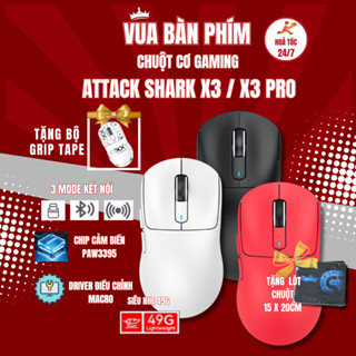 Chuột máy tính không dây gaming Attack Shark X3 / x3 pro bluetooth, siêu nhẹ 49g ,chip Paw 3395 siêu mạnh