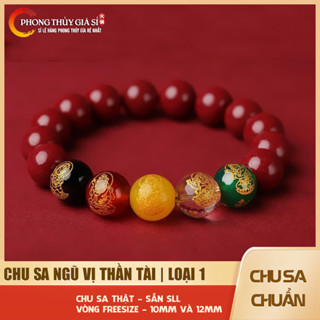Vòng tay Chu sa Ngũ Lộ Thần Tài - Vòng Tay May Mắn Năm Vị Thần Giàu Vàng Cát Chuyển Hạt Vòng Tay