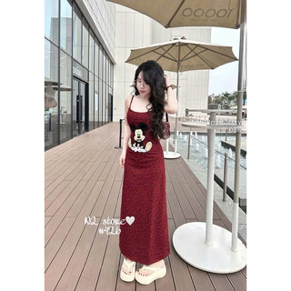 Đầm maxi 2 dây ngực phối hình chuột VIENS STORE