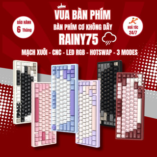 [Hàng Sẵn] Bàn phím cơ không dây Rainy75 | rainy 75 nhôm CNC, mạch xuôi, 3 modes, leg rgb , hostswap, keycap pbt