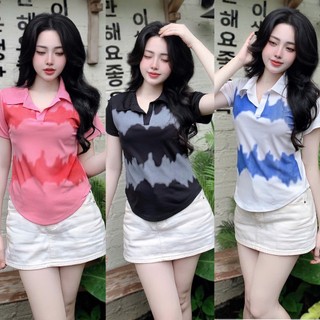 Áo Thun Polo Phối In Hình Họa Tiết Vải Thun Tăm Mềm 45- 90Kg Bigsize Dễ Thương Top Nữ Women