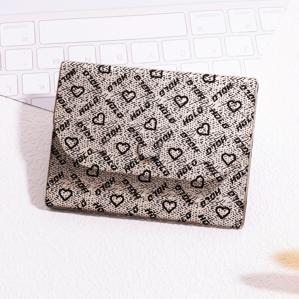 Ví đựng thẻ gấp gọn cho nữ Ví gấp nhỏ gọn tiện lợi Ví in họa tiết cổ điển