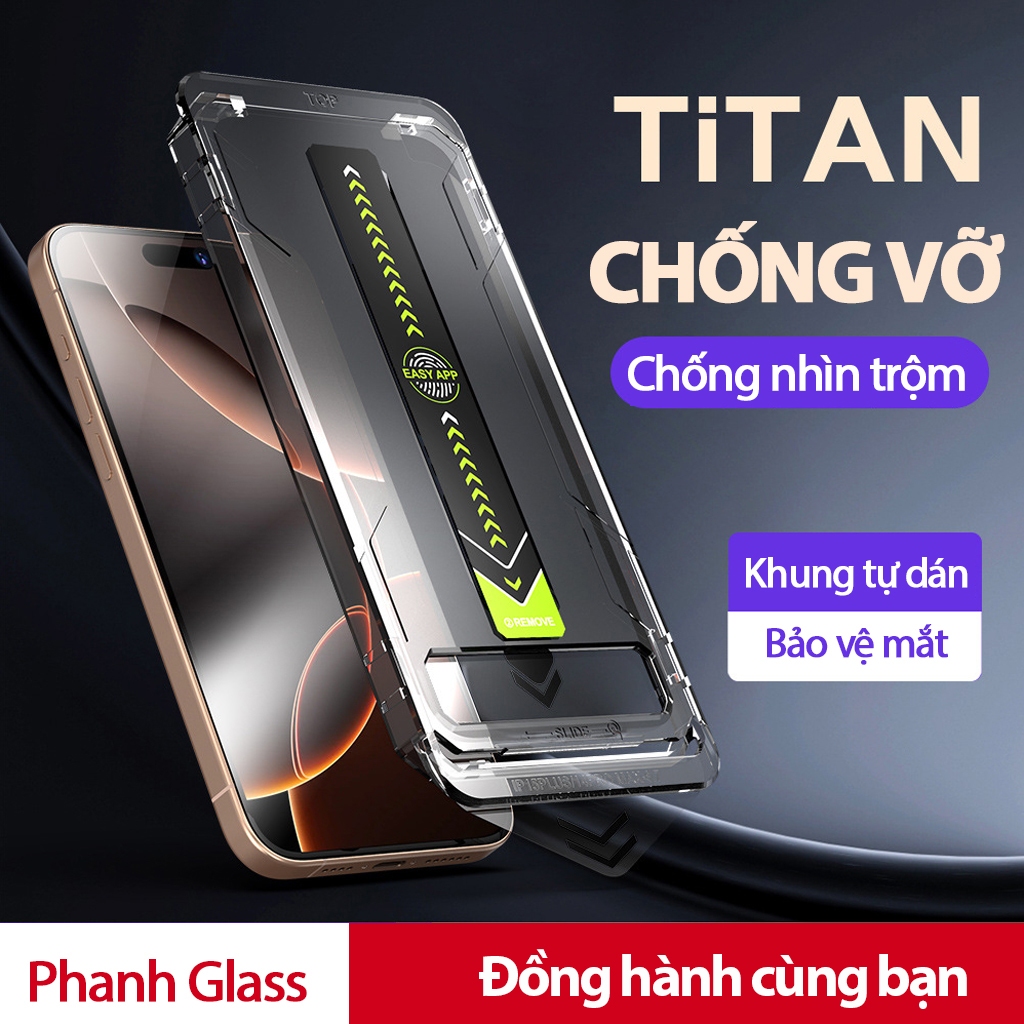 Kính cường lực iphone X 11 12 13 14 15 16 khung tự dán chống nhìn trộm chống xước chống vỡ PHANH KTD