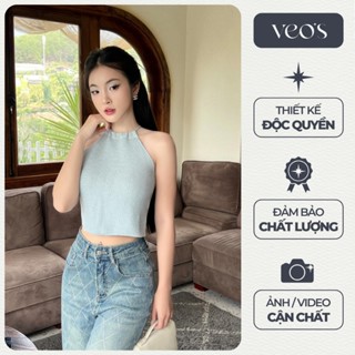 Áo Yếm Len Mềm Mịn Thiết Kế Kiểu Nữ Croptop Form Ôm Dáng Ngắn Phối Dây Veo’s Màu Xanh, Đen, Be Đi Chơi, Biển - Daisy Top