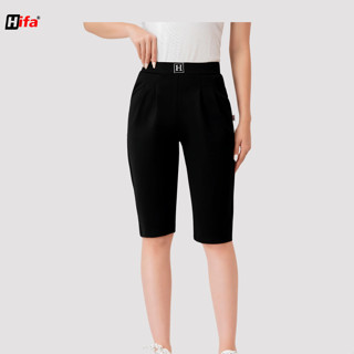 Quần baggy lửng Hifa cạp cao, quần ngố nữ big size cạp chun chất umi co giãn 4 chiều mặc thoải mái và mát mã QL12