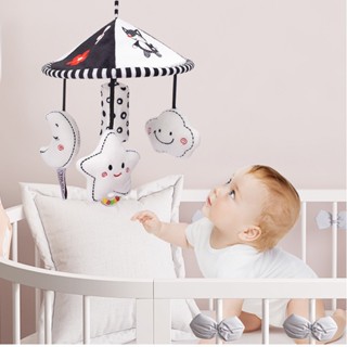  Treo cũi nôi di động màu trắng đen thị giác cho bé sơ sinh kèm lục lạc bóp chút chít rất đẹp 