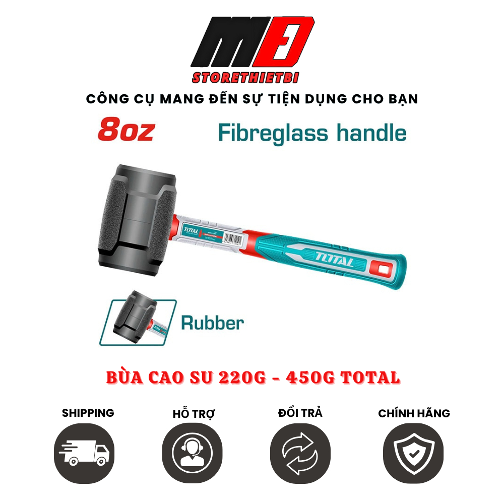 Búa Cao Su 220g - 450g TOTAL THRUH6808 Tay Cầm Bằng Nhựa Sợ Thuỷ Tinh