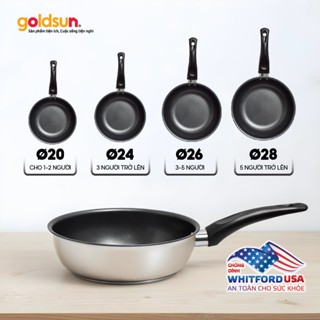 Chảo inox chống dính sâu lòng vân đá dùng được trên bếp từ Goldsun GPA1410- BH12 tháng