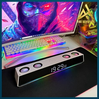 Loa Thanh Máy Tính Soundbar Bluetooth Gaming Có Mic Kiêm Đồng Hồ Để Bàn Led Rgb B133 Loa Vi Tính Pc Để Bàn Có Dây
