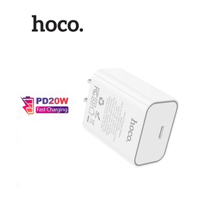 Củ sạc nhanh 1 cổng Type-C PD20W Hoco C143 tương thích mọi thiết bị , chân dẹt
