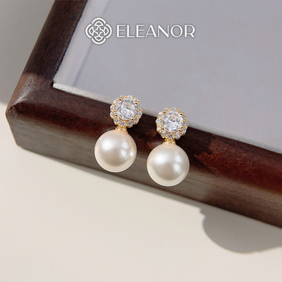 Bông tai nữ chuôi bạc 925 Eleanor Accessories ngọc trai nhân tạo phụ kiện trang sức khuyên tai 6662